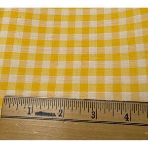 Yellow Gingham Cotton Fabric 1/2 yard x 44" Sewing Quilting Material Checkered